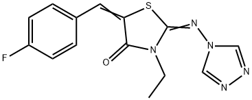 3-ETHYL-5-[(Z)-(4-FLUOROPHENYL)METHYLIDENE]-2-(4H-1,2,4-TRIAZOL-4-YLIMINO)-1,3-THIAZOLAN-4-ONE Struktur