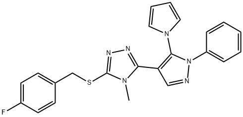 3-[(4-FLUOROBENZYL)SULFANYL]-4-METHYL-5-[1-PHENYL-5-(1H-PYRROL-1-YL)-1H-PYRAZOL-4-YL]-4H-1,2,4-TRIAZOLE Struktur