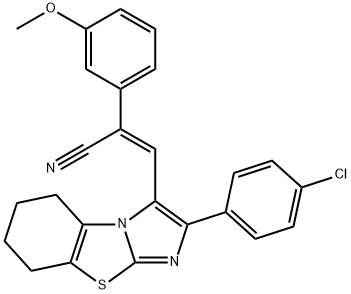 (Z)-3-[2-(4-CHLOROPHENYL)-5,6,7,8-TETRAHYDROIMIDAZO[2,1-B][1,3]BENZOTHIAZOL-3-YL]-2-(3-METHOXYPHENYL)-2-PROPENENITRILE Struktur