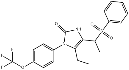 5-ETHYL-4-[1-(PHENYLSULFONYL)ETHYL]-1-[4-(TRIFLUOROMETHOXY)PHENYL]-1,3-DIHYDRO-2H-IMIDAZOL-2-ONE Struktur