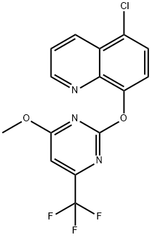 5-CHLORO-8-([4-METHOXY-6-(TRIFLUOROMETHYL)-2-PYRIMIDINYL]OXY)QUINOLINE Struktur