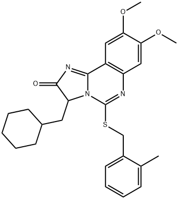 3-(CYCLOHEXYLMETHYL)-8,9-DIMETHOXY-5-[(2-METHYLBENZYL)SULFANYL]IMIDAZO[1,2-C]QUINAZOLIN-2(3H)-ONE Struktur