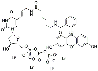 FLUORESCEIN-12-2'-DEOXY-URIDINE-5'-TRIPHOSPHATE TETRALITHIUM SALT Struktur