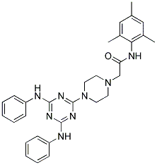 2-(4-(4,6-BIS(PHENYLAMINO)-1,3,5-TRIAZIN-2-YL)PIPERAZIN-1-YL)-N-MESITYLACETAMIDE Struktur