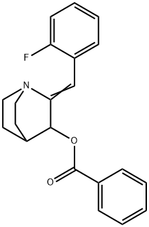 2-[(Z)-(2-FLUOROPHENYL)METHYLIDENE]-1-AZABICYCLO[2.2.2]OCT-3-YL BENZENECARBOXYLATE Struktur