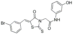 2-[(5Z)-5-(3-BROMOBENZYLIDENE)-4-OXO-2-THIOXO-1,3-THIAZOLIDIN-3-YL]-N-(3-HYDROXYPHENYL)ACETAMIDE Struktur