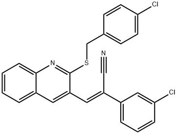 (Z)-3-(2-[(4-CHLOROBENZYL)SULFANYL]-3-QUINOLINYL)-2-(3-CHLOROPHENYL)-2-PROPENENITRILE Struktur