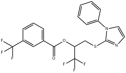 2,2,2-TRIFLUORO-1-([(1-PHENYL-1H-IMIDAZOL-2-YL)SULFANYL]METHYL)ETHYL 3-(TRIFLUOROMETHYL)BENZENECARBOXYLATE Struktur