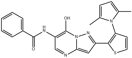 N-(2-[3-(2,5-DIMETHYL-1H-PYRROL-1-YL)-2-THIENYL]-7-HYDROXYPYRAZOLO[1,5-A]PYRIMIDIN-6-YL)BENZENECARBOXAMIDE Struktur