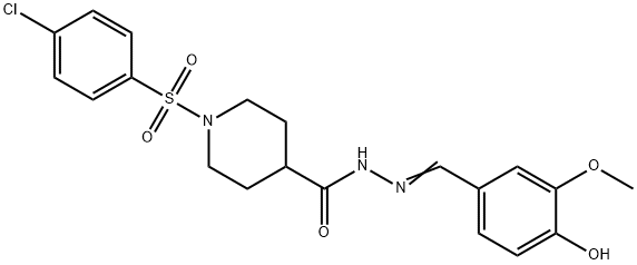 1-[(4-CHLOROPHENYL)SULFONYL]-N'-[(E)-(4-HYDROXY-3-METHOXYPHENYL)METHYLIDENE]-4-PIPERIDINECARBOHYDRAZIDE Struktur