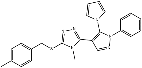 4-METHYL-3-[(4-METHYLBENZYL)SULFANYL]-5-[1-PHENYL-5-(1H-PYRROL-1-YL)-1H-PYRAZOL-4-YL]-4H-1,2,4-TRIAZOLE Struktur