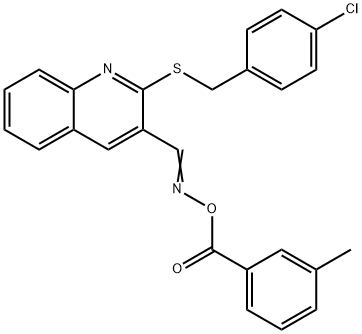 2-[(4-CHLOROBENZYL)SULFANYL]-3-(([(3-METHYLBENZOYL)OXY]IMINO)METHYL)QUINOLINE Struktur