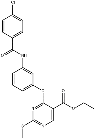 ETHYL 4-(3-[(4-CHLOROBENZOYL)AMINO]PHENOXY)-2-(METHYLSULFANYL)-5-PYRIMIDINECARBOXYLATE Struktur