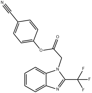 4-CYANOPHENYL 2-[2-(TRIFLUOROMETHYL)-1H-1,3-BENZIMIDAZOL-1-YL]ACETATE Struktur