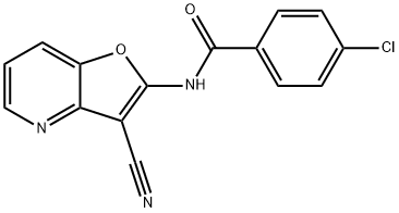 4-CHLORO-N-(3-CYANOFURO[3,2-B]PYRIDIN-2-YL)BENZENECARBOXAMIDE Struktur