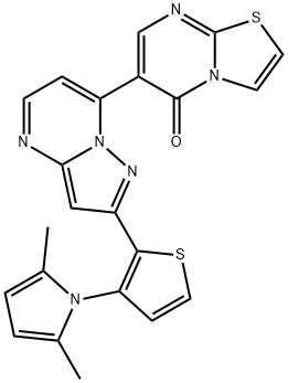 6-(2-[3-(2,5-DIMETHYL-1H-PYRROL-1-YL)-2-THIENYL]PYRAZOLO[1,5-A]PYRIMIDIN-7-YL)-5H-[1,3]THIAZOLO[3,2-A]PYRIMIDIN-5-ONE Struktur