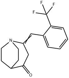 2-((E)-[2-(TRIFLUOROMETHYL)PHENYL]METHYLIDENE)-1-AZABICYCLO[3.2.2]NONAN-4-ONE Struktur