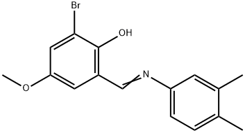 2-BROMO-6-([(3,4-DIMETHYLPHENYL)IMINO]METHYL)-4-METHOXYBENZENOL Struktur