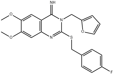 2-[(4-FLUOROBENZYL)SULFANYL]-3-(2-FURYLMETHYL)-6,7-DIMETHOXY-4(3H)-QUINAZOLINIMINE Struktur