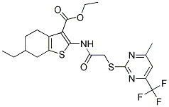 ETHYL 6-ETHYL-2-(2-(4-METHYL-6-(TRIFLUOROMETHYL)PYRIMIDIN-2-YLTHIO)ACETAMIDO)-4,5,6,7-TETRAHYDROBENZO[B]THIOPHENE-3-CARBOXYLATE Struktur