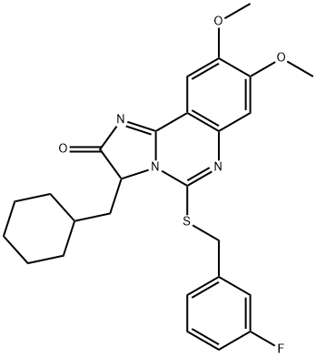 3-(CYCLOHEXYLMETHYL)-5-[(3-FLUOROBENZYL)SULFANYL]-8,9-DIMETHOXYIMIDAZO[1,2-C]QUINAZOLIN-2(3H)-ONE Struktur