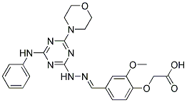 (E)-2-(2-METHOXY-4-((2-(4-MORPHOLINO-6-(PHENYLAMINO)-1,3,5-TRIAZIN-2-YL)HYDRAZONO)METHYL)PHENOXY)ACETIC ACID Struktur