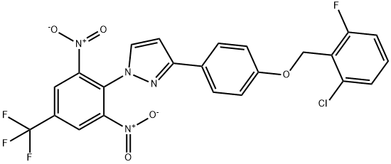 2-CHLORO-6-FLUOROBENZYL 4-(1-[2,6-DINITRO-4-(TRIFLUOROMETHYL)PHENYL]-1H-PYRAZOL-3-YL)PHENYL ETHER Struktur