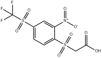 ((2-NITRO-4-[(TRIFLUOROMETHYL)SULFONYL]PHENYL)SULFONYL)ACETIC ACID Struktur