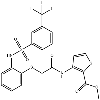 METHYL 3-[(2-([2-(([3-(TRIFLUOROMETHYL)PHENYL]SULFONYL)AMINO)PHENYL]SULFANYL)ACETYL)AMINO]-2-THIOPHENECARBOXYLATE Struktur