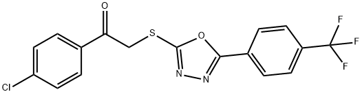 1-(4-CHLOROPHENYL)-2-((5-[4-(TRIFLUOROMETHYL)PHENYL]-1,3,4-OXADIAZOL-2-YL)SULFANYL)-1-ETHANONE Struktur