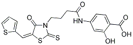 2-HYDROXY-4-((4-[(5E)-4-OXO-5-(THIEN-2-YLMETHYLENE)-2-THIOXO-1,3-THIAZOLIDIN-3-YL]BUTANOYL)AMINO)BENZOIC ACID Struktur