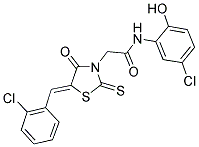 2-[(5Z)-5-(2-CHLOROBENZYLIDENE)-4-OXO-2-THIOXO-1,3-THIAZOLIDIN-3-YL]-N-(5-CHLORO-2-HYDROXYPHENYL)ACETAMIDE Struktur