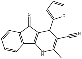 4-(2-FURYL)-2-METHYL-5-OXO-4,5-DIHYDRO-1H-INDENO[1,2-B]PYRIDINE-3-CARBONITRILE Struktur