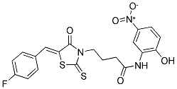 4-[(5Z)-5-(4-FLUOROBENZYLIDENE)-4-OXO-2-THIOXO-1,3-THIAZOLIDIN-3-YL]-N-(2-HYDROXY-5-NITROPHENYL)BUTANAMIDE Struktur