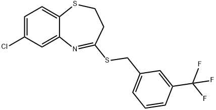 7-CHLORO-2,3-DIHYDRO-1,5-BENZOTHIAZEPIN-4-YL 3-(TRIFLUOROMETHYL)BENZYL SULFIDE Struktur