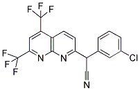 2-[5,7-BIS(TRIFLUOROMETHYL)[1,8]NAPHTHYRIDIN-2-YL]-2-(3-CHLOROPHENYL)ACETONITRILE Struktur