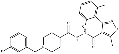 3-(2-CHLORO-6-FLUOROPHENYL)-N'-([1-(3-FLUOROBENZYL)-4-PIPERIDINYL]CARBONYL)-5-METHYL-4-ISOXAZOLECARBOHYDRAZIDE Struktur