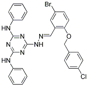 (E)-6-(2-(5-BROMO-2-(4-CHLOROBENZYLOXY)BENZYLIDENE)HYDRAZINYL)-N2,N4-DIPHENYL-1,3,5-TRIAZINE-2,4-DIAMINE Struktur