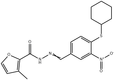 N'-([4-(CYCLOHEXYLSULFANYL)-3-NITROPHENYL]METHYLENE)-3-METHYL-2-FUROHYDRAZIDE Struktur