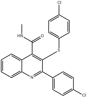 2-(4-CHLOROPHENYL)-3-[(4-CHLOROPHENYL)SULFANYL]-N-METHYL-4-QUINOLINECARBOXAMIDE Struktur