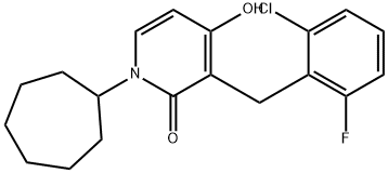 3-(2-CHLORO-6-FLUOROBENZYL)-1-CYCLOHEPTYL-4-HYDROXY-2(1H)-PYRIDINONE Struktur