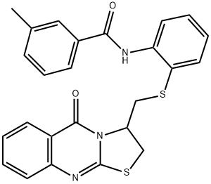 3-METHYL-N-(2-([(5-OXO-2,3-DIHYDRO-5H-[1,3]THIAZOLO[2,3-B]QUINAZOLIN-3-YL)METHYL]SULFANYL)PHENYL)BENZENECARBOXAMIDE Struktur