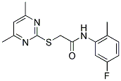 2-[(4,6-DIMETHYL-2-PYRIMIDINYL)SULFANYL]-N-(5-FLUORO-2-METHYLPHENYL)ACETAMIDE Struktur