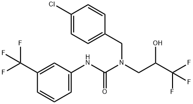 N-(4-CHLOROBENZYL)-N-(3,3,3-TRIFLUORO-2-HYDROXYPROPYL)-N'-[3-(TRIFLUOROMETHYL)PHENYL]UREA Struktur