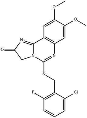 5-[(2-CHLORO-6-FLUOROBENZYL)SULFANYL]-8,9-DIMETHOXYIMIDAZO[1,2-C]QUINAZOLIN-2(3H)-ONE Struktur