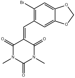 5-[(6-BROMO-1,3-BENZODIOXOL-5-YL)METHYLENE]-1,3-DIMETHYL-2,4,6(1H,3H,5H)-PYRIMIDINETRIONE Struktur