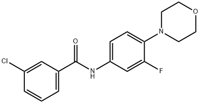 3-CHLORO-N-(3-FLUORO-4-MORPHOLINOPHENYL)BENZENECARBOXAMIDE Struktur