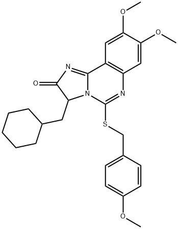 3-(CYCLOHEXYLMETHYL)-8,9-DIMETHOXY-5-[(4-METHOXYBENZYL)SULFANYL]IMIDAZO[1,2-C]QUINAZOLIN-2(3H)-ONE Struktur