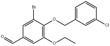 3-BROMO-4-[(3-CHLOROBENZYL)OXY]-5-ETHOXYBENZALDEHYDE Struktur