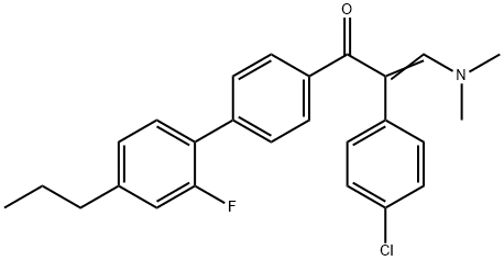 (E)-2-(4-CHLOROPHENYL)-3-(DIMETHYLAMINO)-1-(2'-FLUORO-4'-PROPYL[1,1'-BIPHENYL]-4-YL)-2-PROPEN-1-ONE Struktur